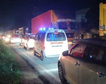 Ambulance was stuck in traffic jam for hours