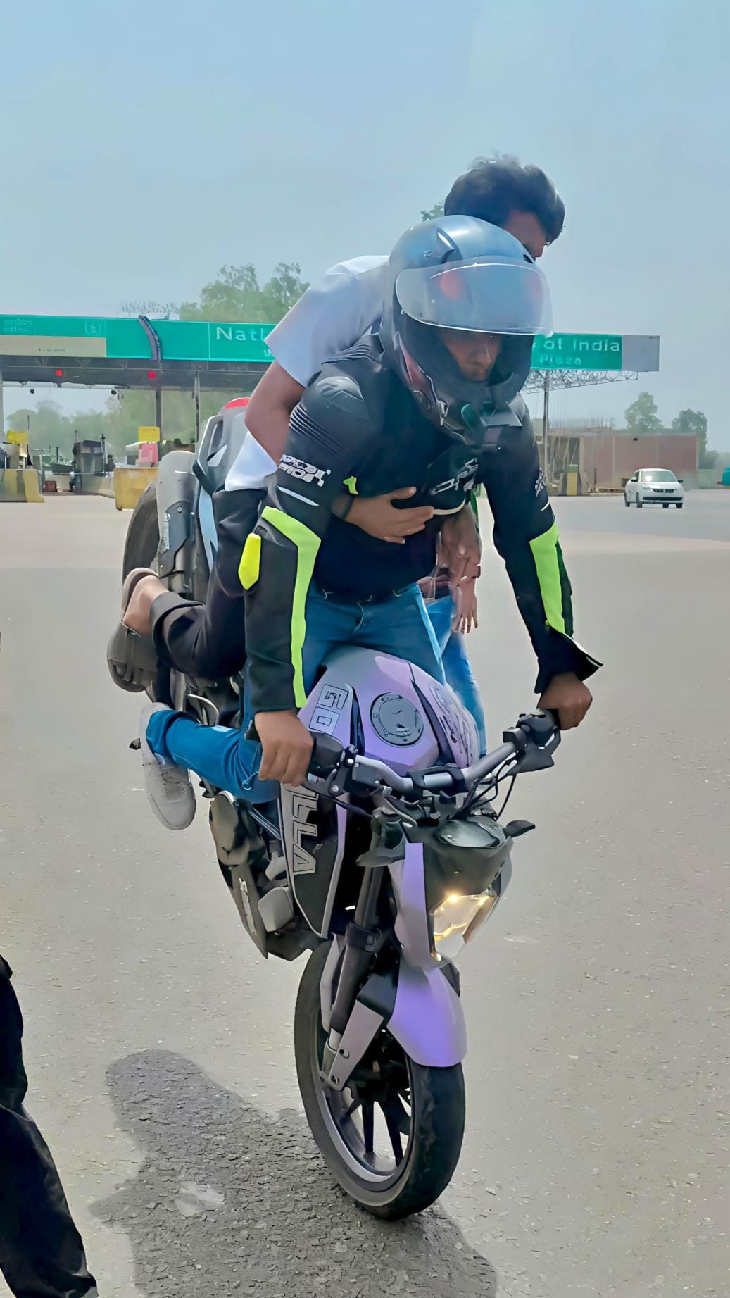Another video of bike riders doing stunts near highway toll plaza goes viral
