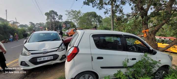 A speeding vehicle hit a car parked on the roadside
