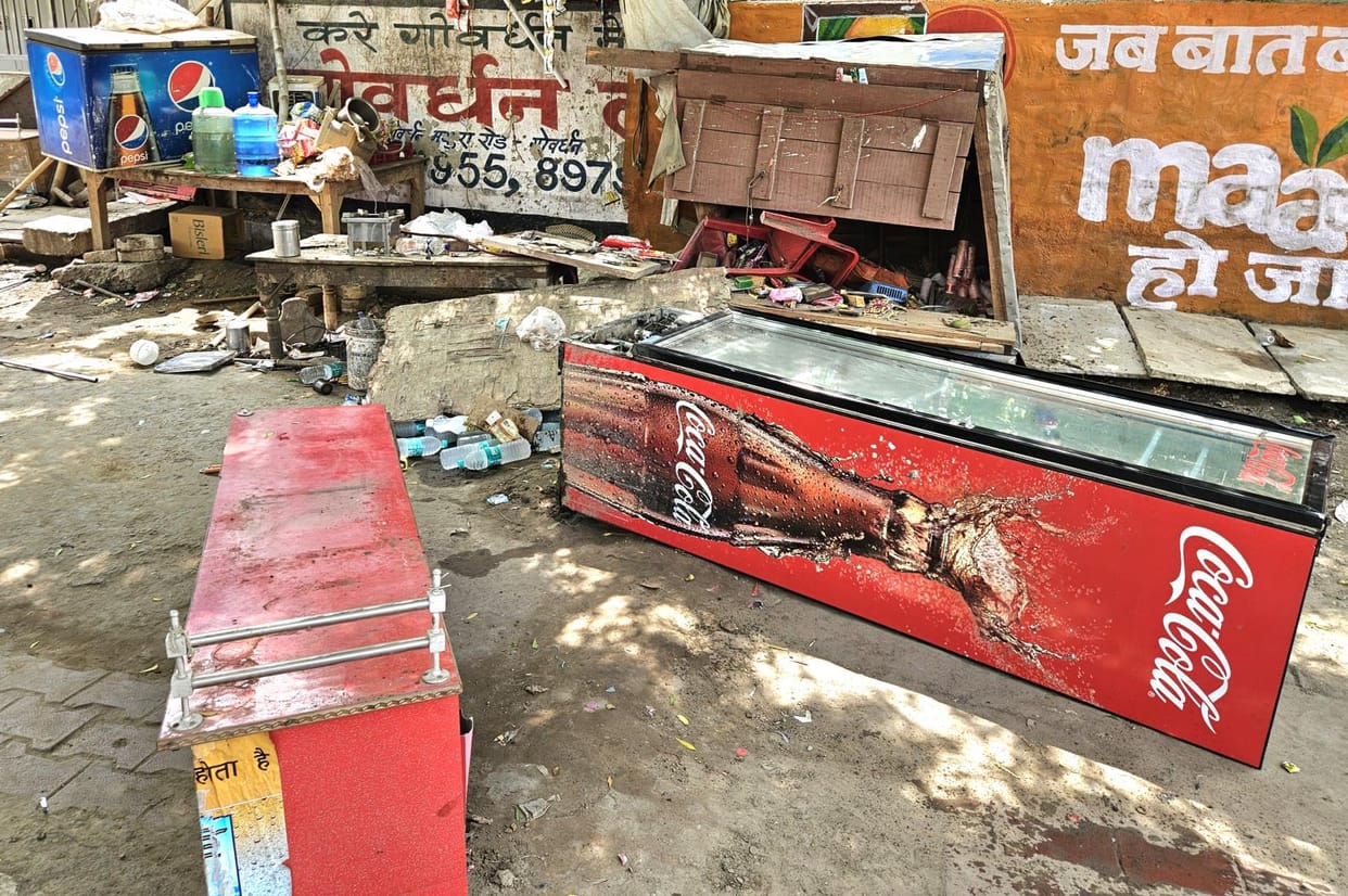 In the name of removing encroachment, goods were thrown on the road