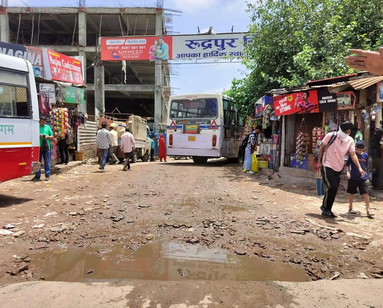 The dilapidated road of the bus station is creating problems