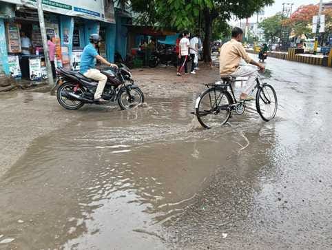 Rain brought relief from the humid heat, but mud was a problem