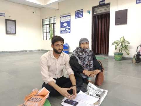 Mother and son sit on dharna for land