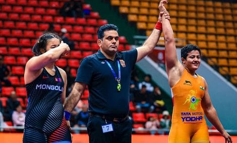 Ritika Kharkada won gold in the World Military Wrestling Championship