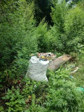 Pile of garbage on roadside in Didwin, pedestrians worried