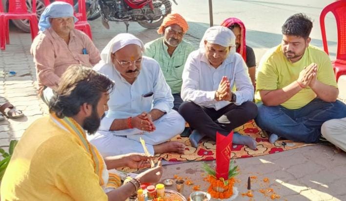 Drain in Lambhua, foundation stone laid