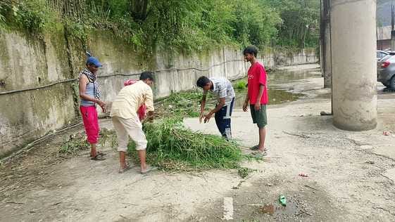 Water will be drained from the roof of the Bus Adda Mandi building