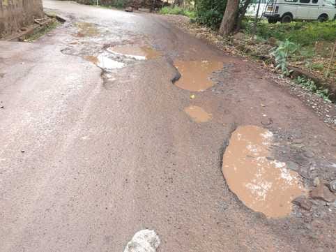 There is no arrangement for drainage of water, deep pits formed on Koti road