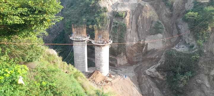 A 68 meter high bridge is being built on the Riund Khad of Palwana