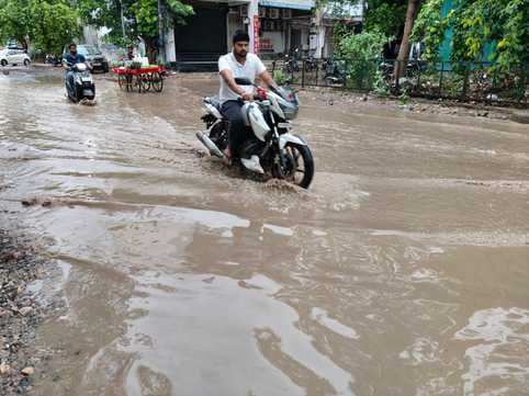 Roads were filled with water due to two hours of rain