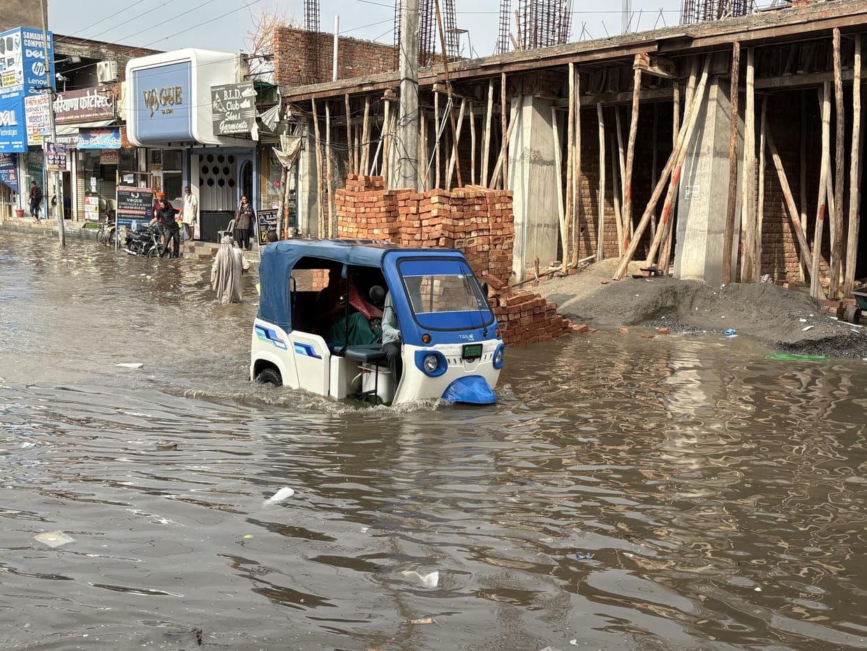 Roads filled with water due to two and a half hours of rain, relief from humid heat