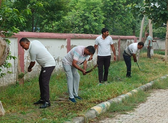 Cleanliness drive conducted in police line campus