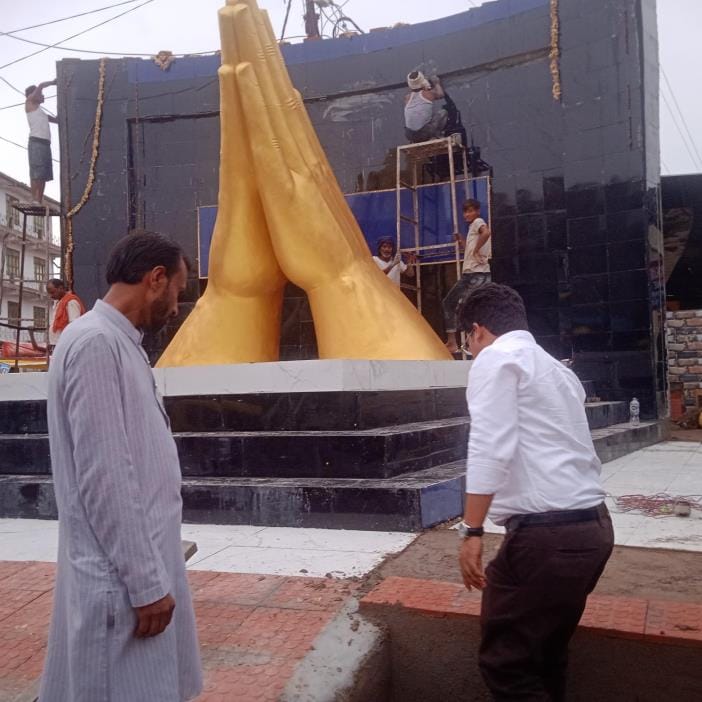 The golden colour of the Namaste replica has faded due to rain
