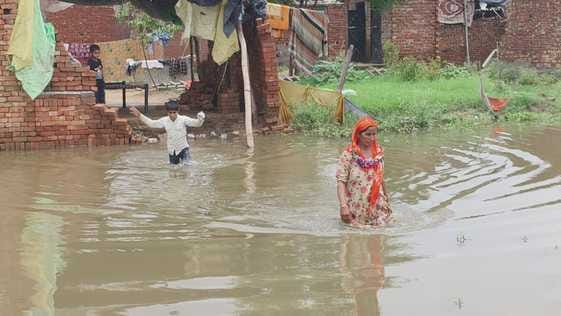 The water of Solani river spread in the Khadar region