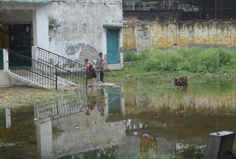 Waterlogging in many schools, children disappointed on the first day itself