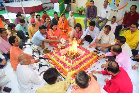 Tilak was applied on the children who reached school and they were also fed halwa