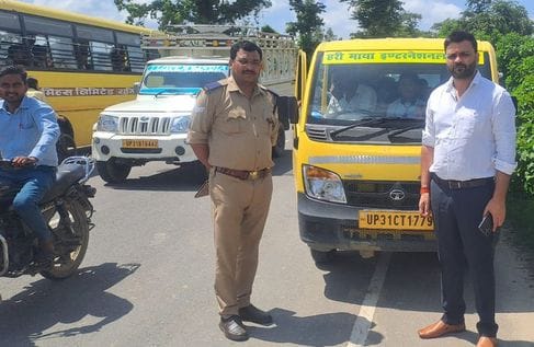 Six school vehicles were challaned and three were seized