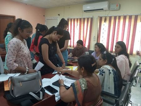 Students reached the college to deposit fees after their names appeared in the second merit list