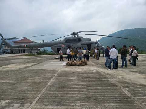 Ration material delivered to the affected areas of Thunag
