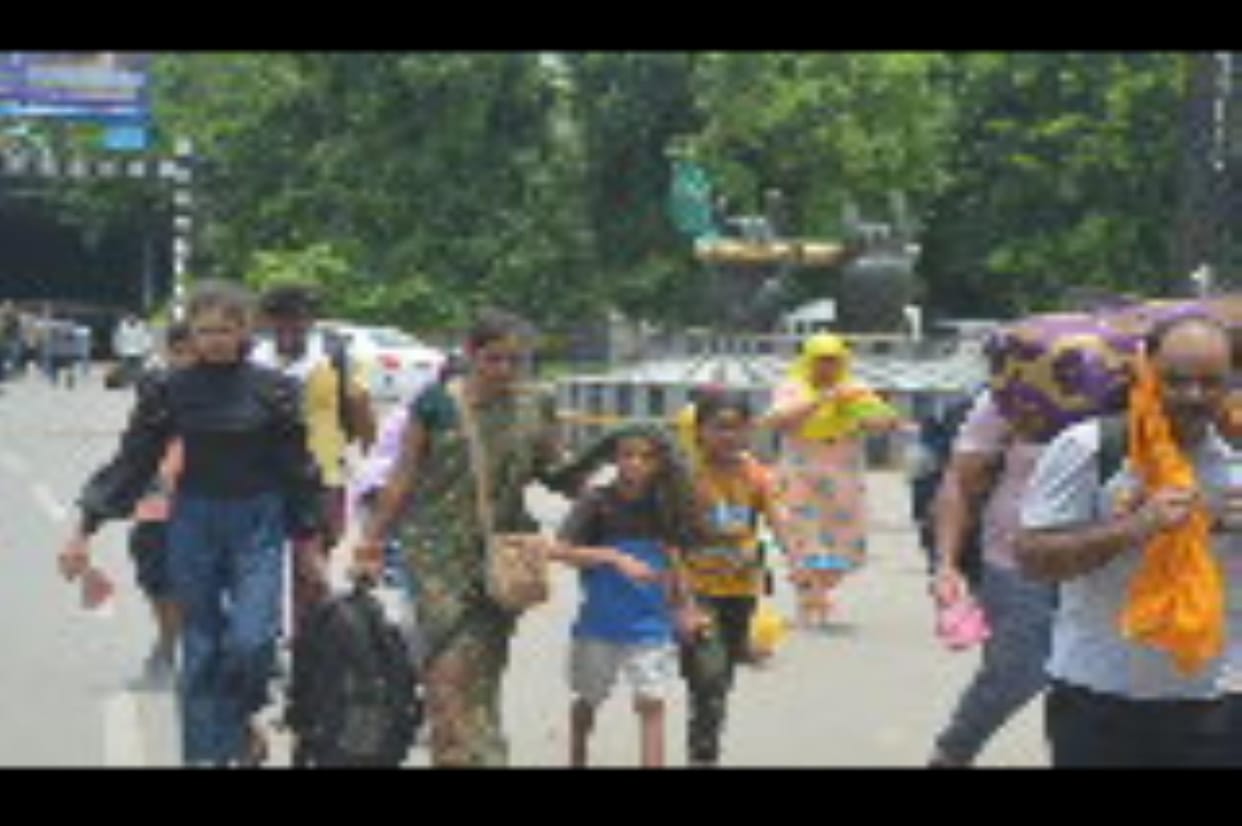 Devotees are walking 400 meters to catch the train