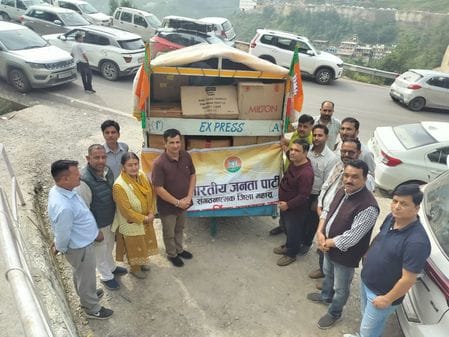 BJP Mahasu sent second consignment of relief material for flood affected people