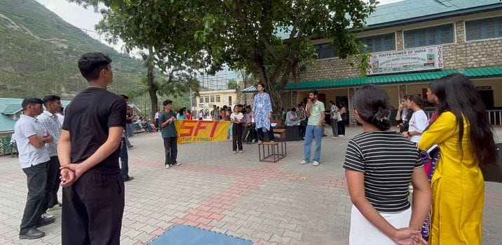 A strong demonstration was held in Rampur College Campus