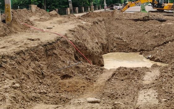 Drinking water line was repaired but sewer line connection was not done.