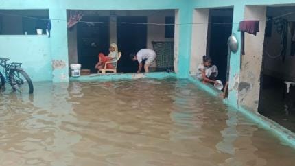 Houses and shops were also filled with water due to two hours of rain