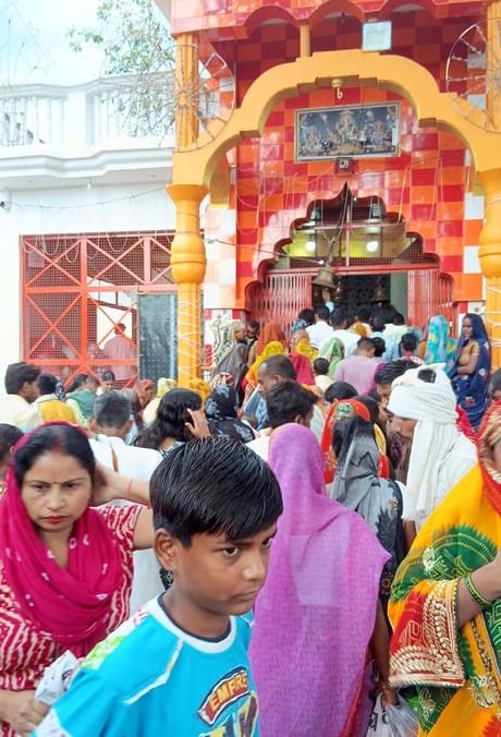 Crowds of devotees gathered at Khitora Devi temple