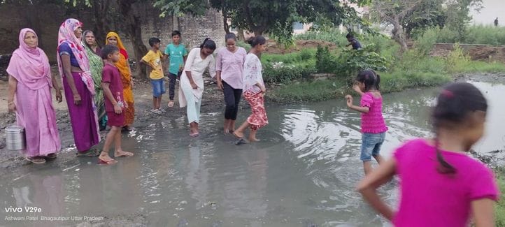 People of Bhagwatipur are troubled by mud and waterlogging