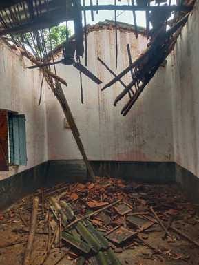 The roof of the school building collapsed and parents stopped sending their children to school