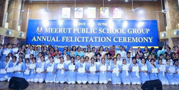 Meritorious students who scored more than 90% marks were felicitated