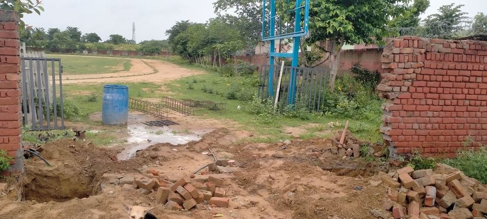 Repair of broken walls of Rajiv Gandhi Sports Stadium started