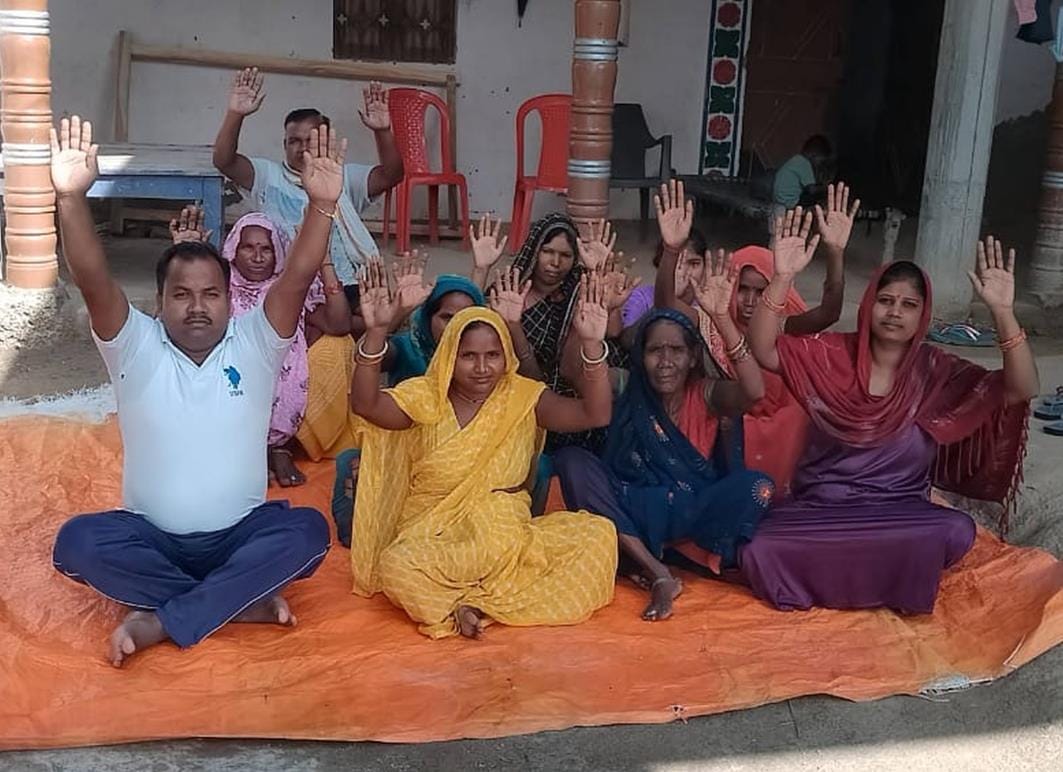 The village head started a sit-in protest with the family members