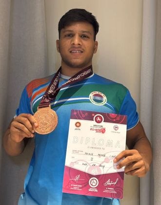 Prince won bronze medal in Greco Roman wrestling in Asia Championship