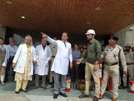 Mock drill on fire safety was conducted in SKIMS