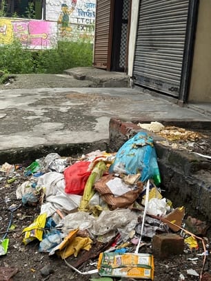 Heaps of garbage are seen along the national highway in the city