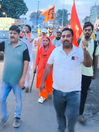Sadhvi Suman Puri who reached Lalkuan from Kedarnath was welcomed