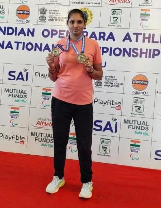 Dayavanti of Sandwa won two gold medals in International Para Athletics, got success in shot put and discus throw
