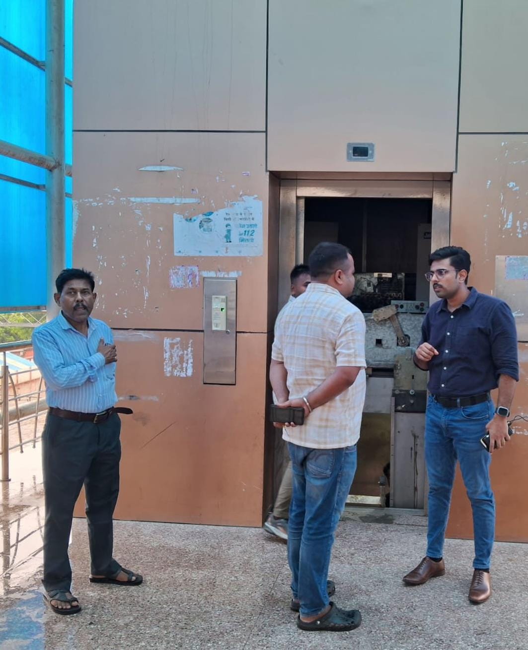 Senior divisional electrical engineer arrives from Lucknow to inspect elevator