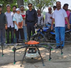 Pesticide spraying done through drone