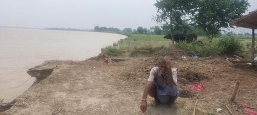 Erosion is fast, two huts got submerged in the river
