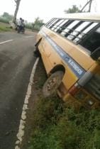 A school bus full of children fell into a ditch on the roadside while trying to avoid a roadways bus.
