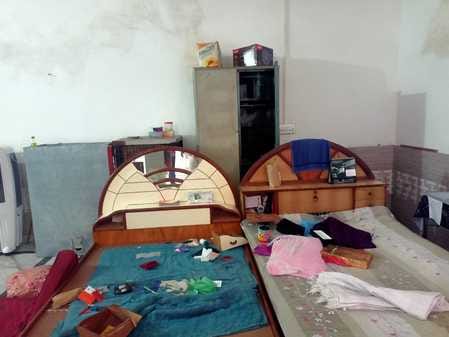 Glass of two closed houses, shops of restaurants were broken