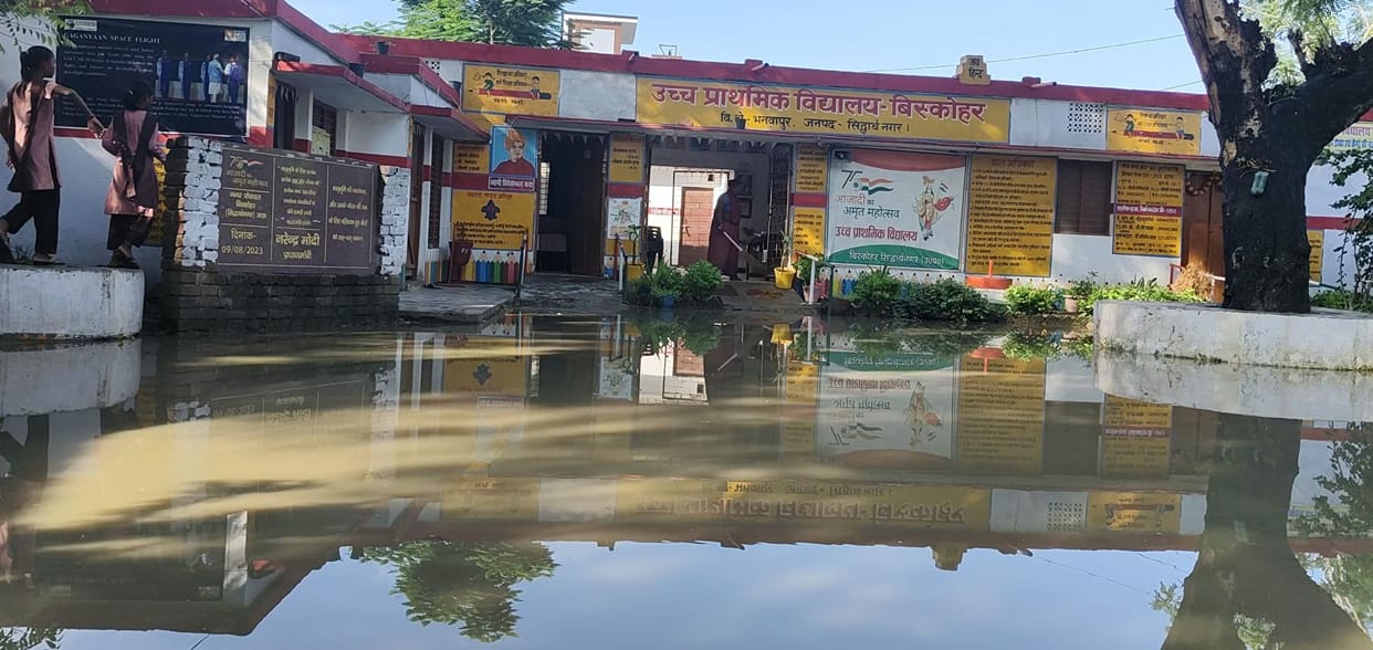 Drainage stopped, school premises became a pond