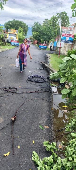Due to the storm, two poles of 11 KV line fell near Gaidakhali, the line was damaged