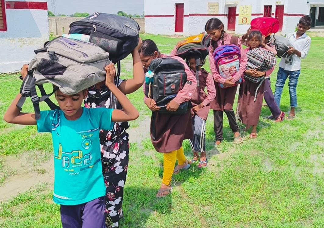 Waterlogging in the school premises for a week, affecting studies