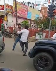 When the students got into a fight, the Thar rider beat them with a stick