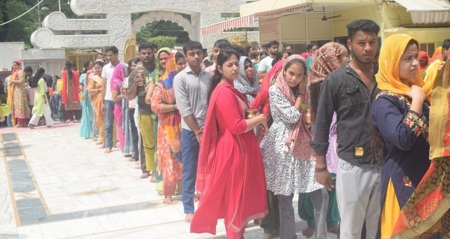 Devotees gathered for Jalabhishek on the first Monday