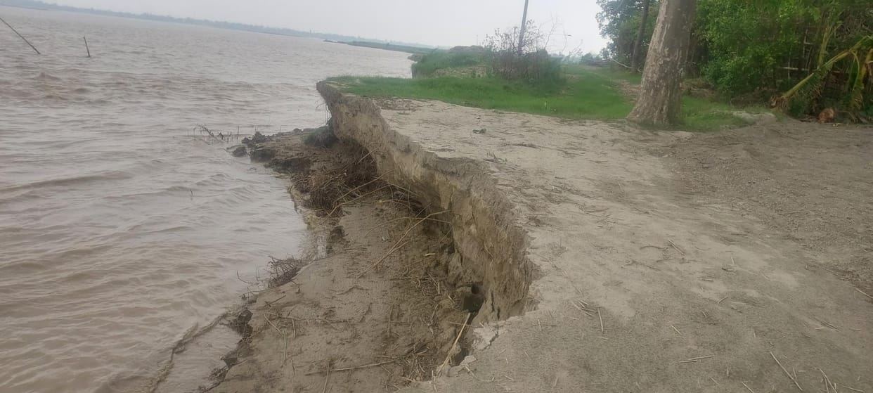 Farms are getting submerged in the river, homes are also in its grip